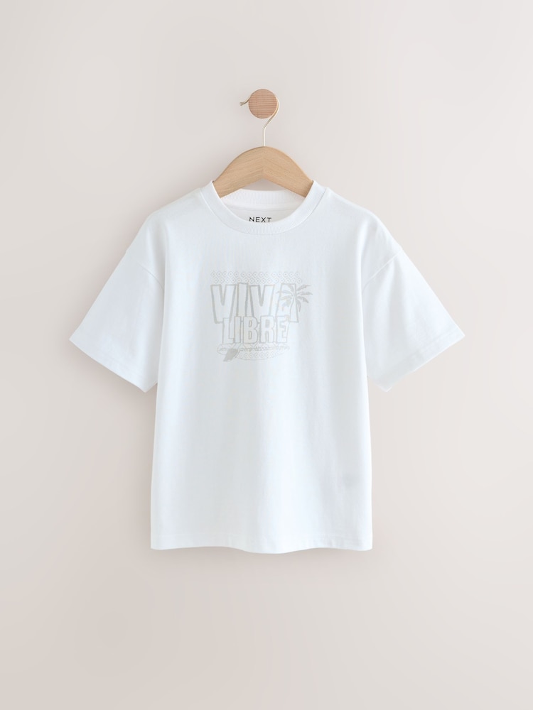 White Back Print - T-shirt décontracté à manches courtes imprimé graphique (3-16ans) - Image 1 of 4