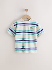 Ecru/Purple Stripe Relaxed Fit Short Sleeve T-Shirt (3-16yrs) - Image 1 of 4