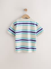 Ecru/Purple Stripe Relaxed Fit Short Sleeve T-Shirt (3-16yrs) - Image 2 of 4
