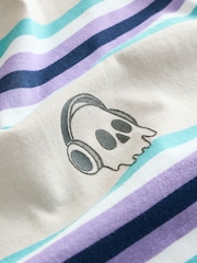 Ecru/Purple Stripe Relaxed Fit Short Sleeve T-Shirt (3-16yrs) - Image 3 of 4