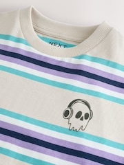 Ecru/Purple Stripe Relaxed Fit Short Sleeve T-Shirt (3-16yrs) - Image 4 of 4