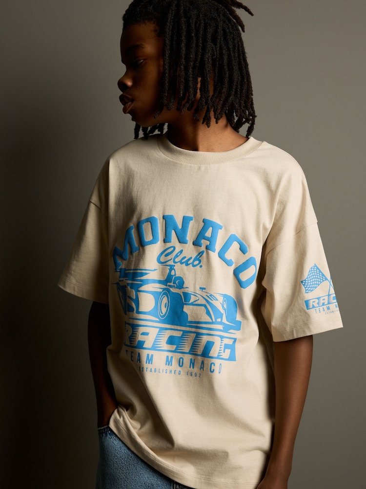 Stone Monaco Racing Relaxed Fit Short Sleeve Graphic Print T-Shirt (3-16yrs) - Image 1 of 8