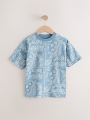 Blue/White Relaxed Fit Short Sleeve All-Over Print 100% Cotton T-Shirt (3-16yrs) - Image 1 of 4