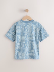 Blue/White Relaxed Fit Short Sleeve All-Over Print 100% Cotton T-Shirt (3-16yrs) - Image 2 of 4