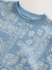 Blue/White Relaxed Fit Short Sleeve All-Over Print 100% Cotton T-Shirt (3-16yrs) - Image 4 of 4
