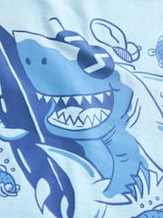 Blue Shark Back Print Short Sleeve Graphic Print T-Shirt (3-16yrs) - Image 4 of 4