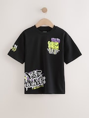 Black Graffiti Relaxed Fit Short Sleeve Graphic Print T-Shirt (3-16yrs) - Image 1 of 4