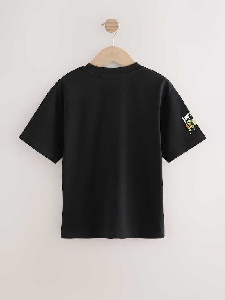 Black Graffiti Relaxed Fit Short Sleeve Graphic Print T-Shirt (3-16yrs) - Image 2 of 4 Black Graffiti Relaxed Fit Short Sleeve Graphic Print T-Shirt (3-16yrs) - Image 2 of 4