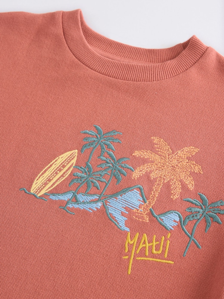 Rust Textured Relaxed Fit 100% Cotton Short Sleeve T-Shirt (3-16yrs) - Image 4 of 4