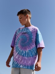 Purple/Blue Relaxed Fit Tie Dye Graphic Print Short Sleeve T-Shirt (3-16yrs) - Image 1 of 9