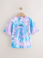 Purple/Blue Relaxed Fit Tie Dye Graphic Print Short Sleeve T-Shirt (3-16yrs) - Image 6 of 9