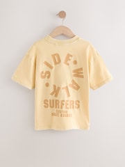 Yellow Back Print Relaxed Fit Washed Short Sleeve Graphic Print 100% Cotton T-Shirt (3-16yrs) - Image 2 of 4