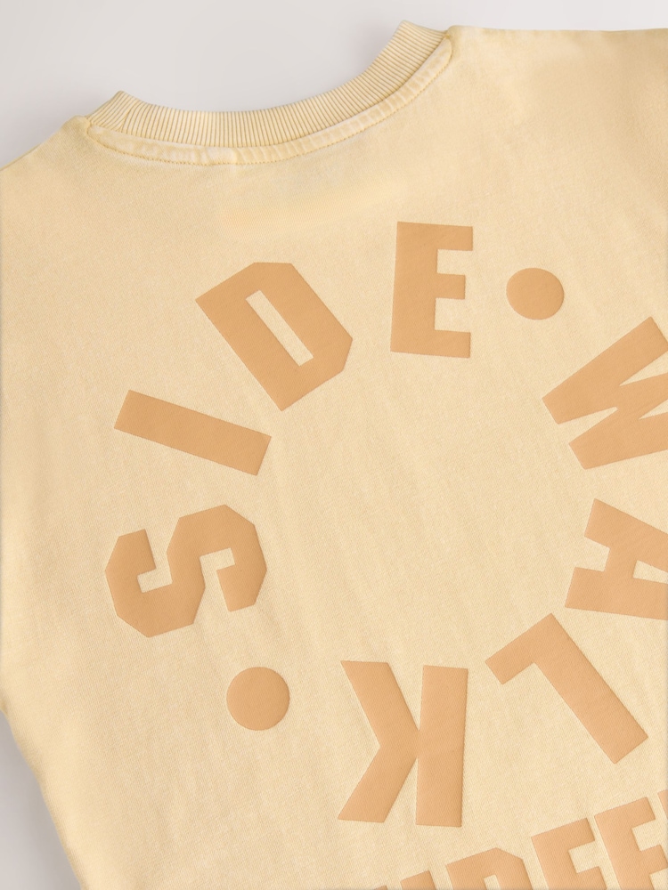 Yellow Back Print Relaxed Fit Washed Short Sleeve Graphic Print 100% Cotton T-Shirt (3-16yrs) - Image 4 of 4