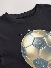 Black/Gold Football Regular Fit Short Sleeve Graphic 100% Cotton T-Shirt (3-16yrs) - Image 4 of 4