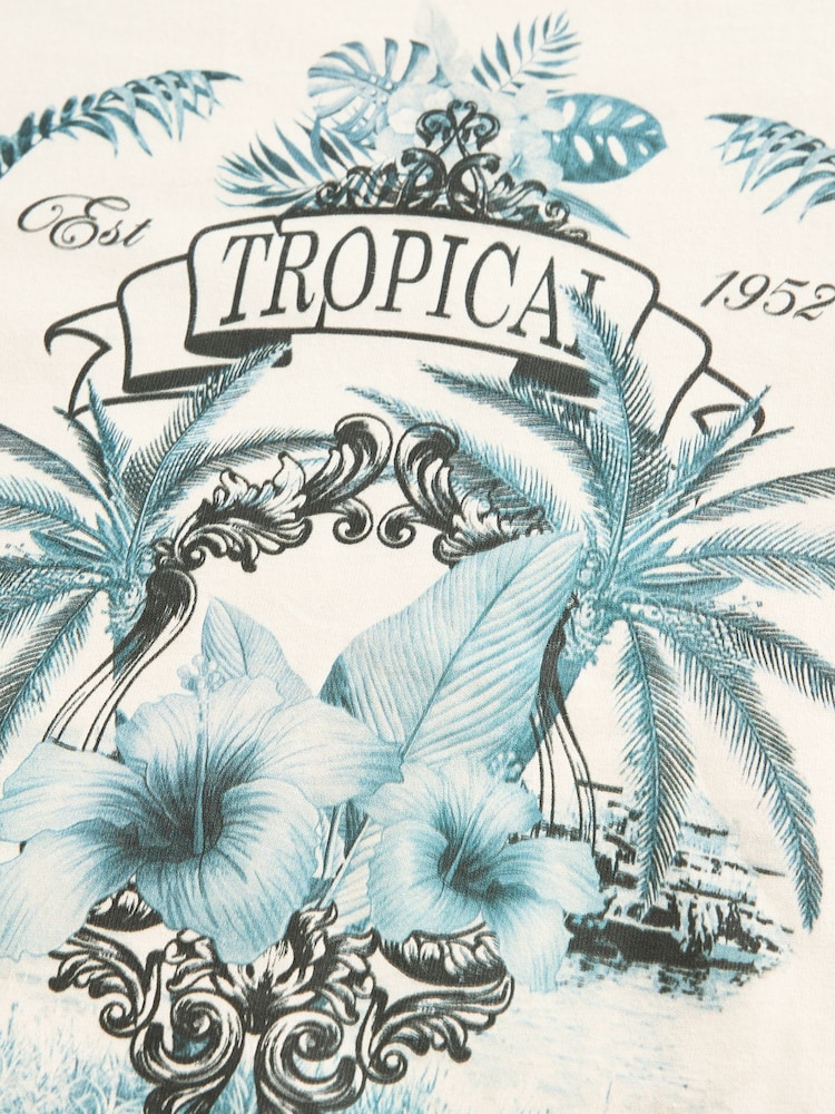 Crema con estampado trasero de palmera - Camiseta holgada de manga corta con estampado gráfico (3-16 años) - Imagen 7 de 7