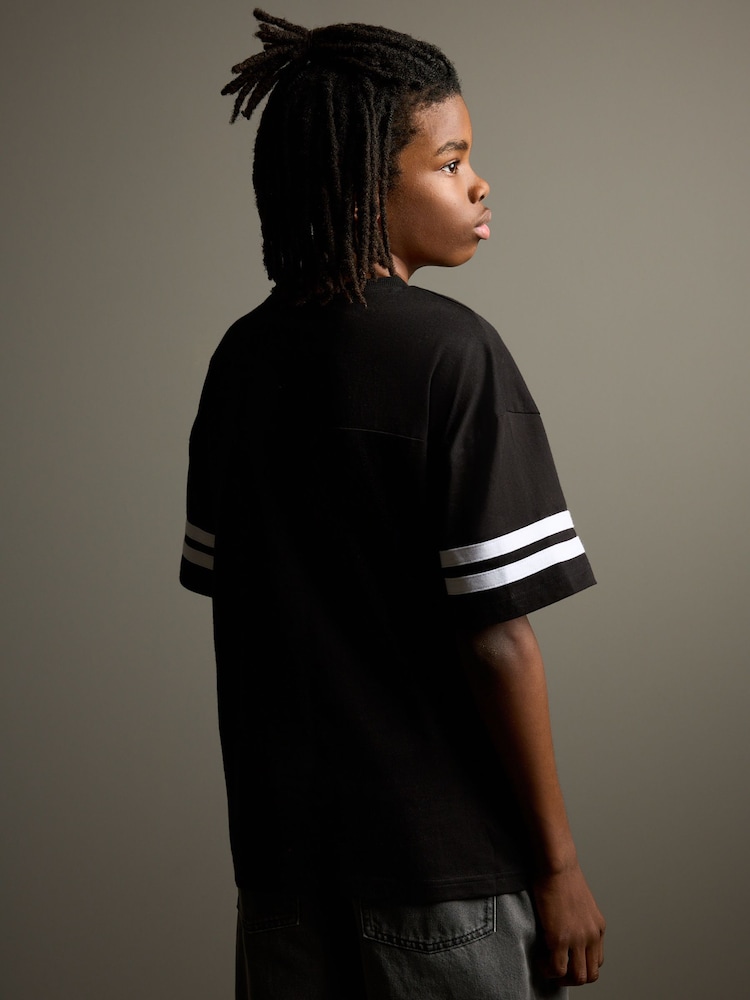 Black Varsity Relaxed Fit Short Sleeve Graphic Print T-Shirt (3-16yrs) - Image 3 of 8