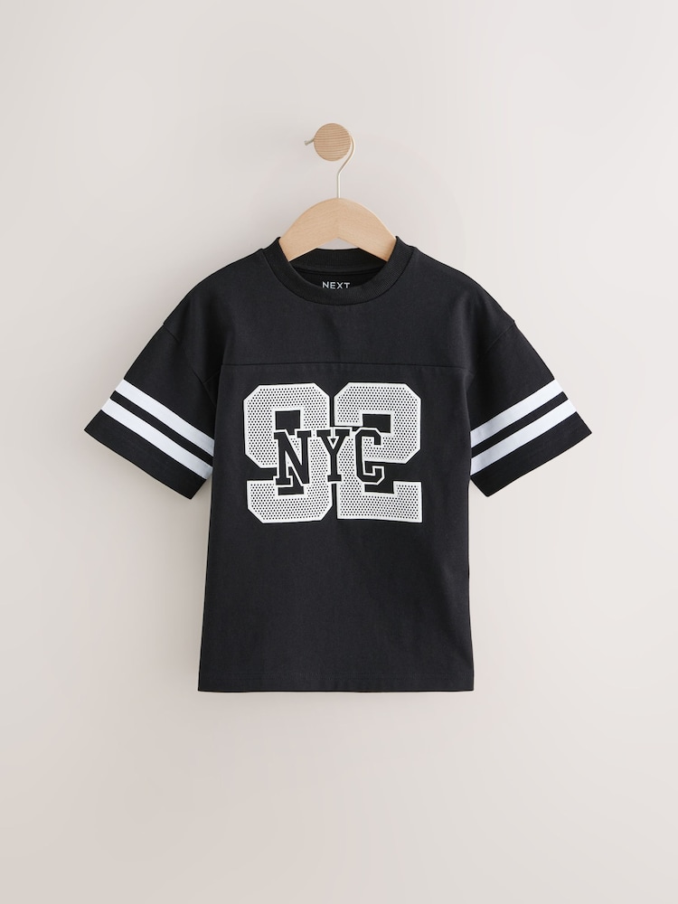 Black Varsity Relaxed Fit Short Sleeve Graphic Print T-Shirt (3-16yrs) - Image 5 of 8