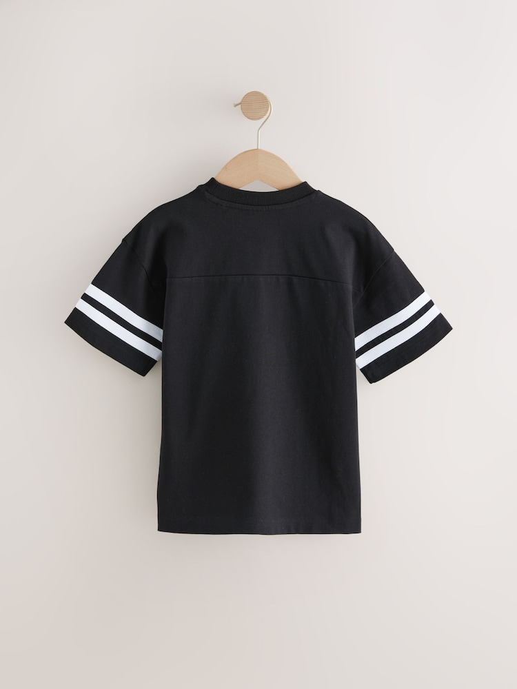 Black Varsity Relaxed Fit Short Sleeve Graphic Print T-Shirt (3-16yrs) - Image 6 of 8