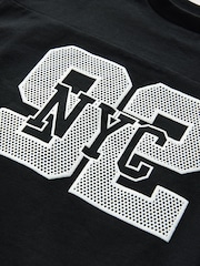 Black Varsity Relaxed Fit Short Sleeve Graphic Print T-Shirt (3-16yrs) - Image 7 of 8