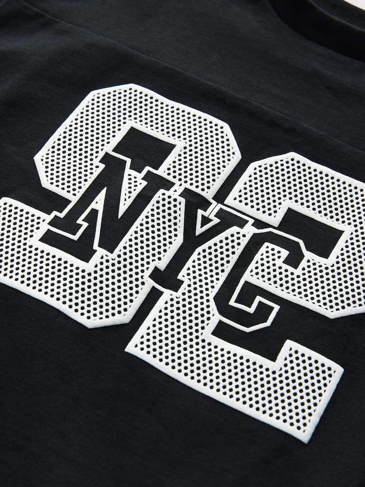 Black Varsity Relaxed Fit Short Sleeve Graphic Print T-Shirt (3-16yrs) - Image 7 of 8