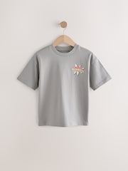 Gris con estampado de verano en la espalda - Camiseta holgada de manga corta con estampado gráfico (3-16 años) - Imagen 1 de 4