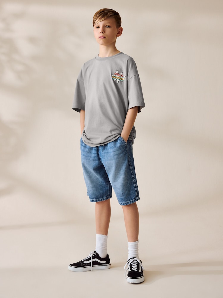 Grey Summer Back Print Relaxed Fit Short Sleeve Graphic Print T-Shirt (3-16yrs) - Image 3 of 8