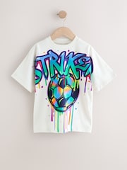 White Graffiti Football Relaxed Fit Short Sleeve Graphic Print T-Shirt (3-16yrs) - Image 1 of 4