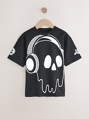 Black/White Skull Relaxed Fit Short Sleeve Graphic Print T-Shirt (3-16yrs) - Image 1 of 4