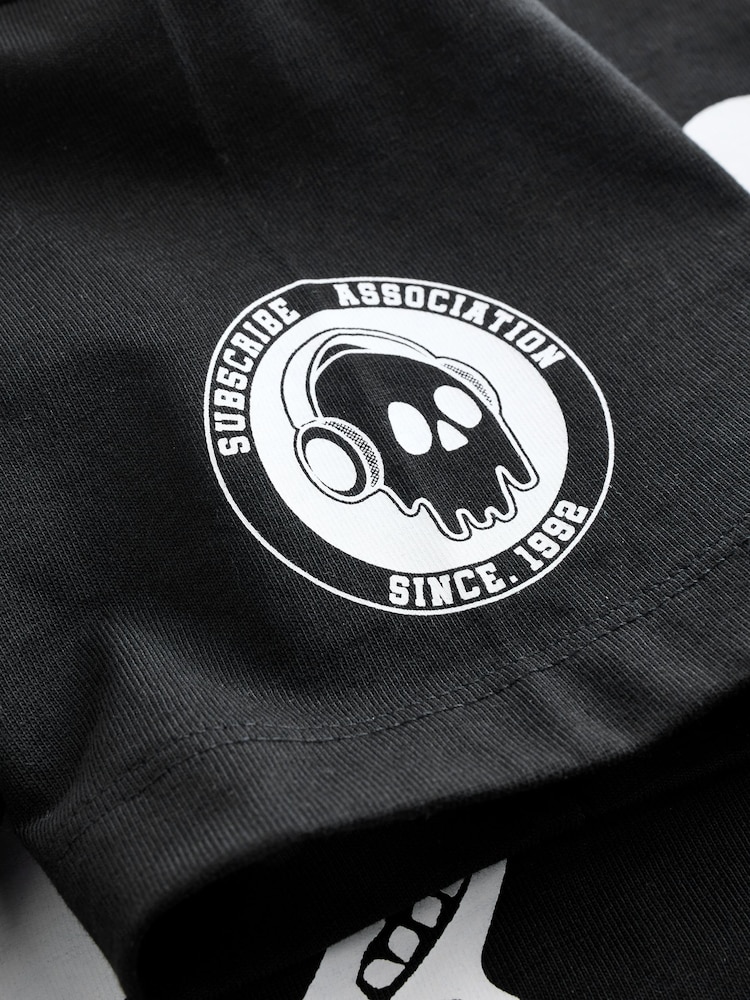 Black/White Skull Relaxed Fit Short Sleeve Graphic Print T-Shirt (3-16yrs) - Image 3 of 4