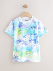 White/Blue Relaxed Fit Short Sleeve All-Over Print 100% Cotton T-Shirt (3-16yrs) - Image 1 of 4