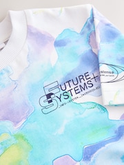 White/Blue Relaxed Fit Short Sleeve All-Over Print 100% Cotton T-Shirt (3-16yrs) - Image 4 of 4