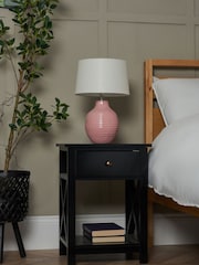BHS Pink Nena Embossed Ceramic Table Lamp - Image 2 of 6