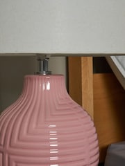 BHS Pink Nena Embossed Ceramic Table Lamp - Image 3 of 6