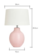 BHS Pink Nena Embossed Ceramic Table Lamp - Image 4 of 6