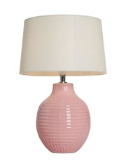 BHS Pink Nena Embossed Ceramic Table Lamp - Image 5 of 6