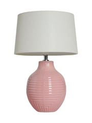 BHS Pink Nena Embossed Ceramic Table Lamp - Image 6 of 6