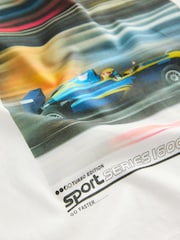 White Racing Car Relaxed Fit Short Sleeve Graphic T-Shirt (3-16yrs) - Image 3 of 4