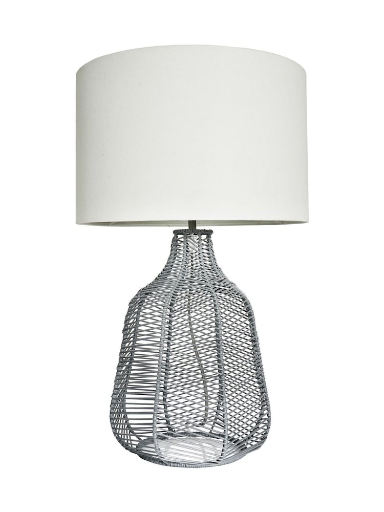BHS Grey Leo Rattan Table Lamp - Image 6 of 6 BHS Grey Leo Rattan Table Lamp - Image 6 of 6
