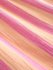 Coral Pink/Orange Stripe Soft 100% Cotton Elasticated Waist Maxi Skirt - Image 7 of 8