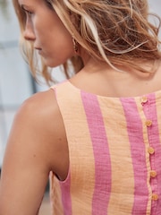 Pink and Orange Stripe Round Neck Sleeveless Top - Image 6 of 9