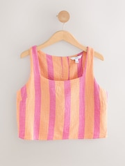 Pink and Orange Stripe Round Neck Sleeveless Top - Image 7 of 9