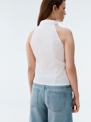 White Sleeveless Fitted Shirt - Image 3 of 7