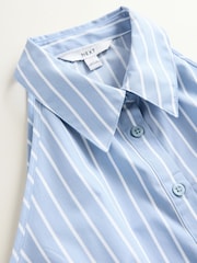 Blue/White Stripe Sleeveless Fitted Shirt - Image 8 of 8