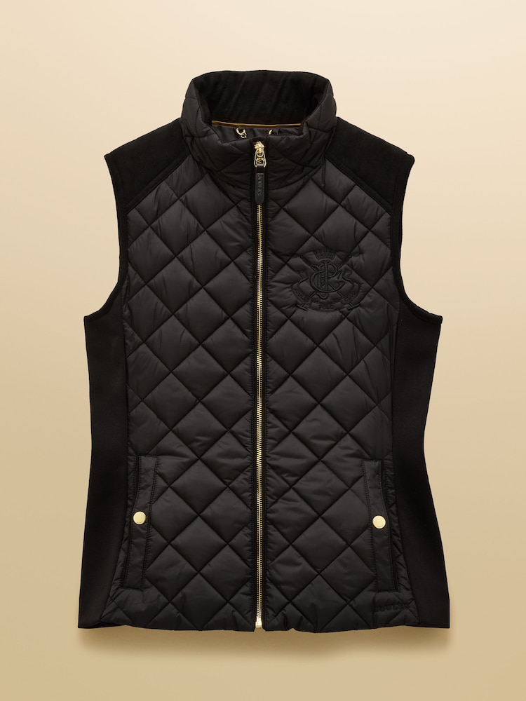 Joules Braemar luxe Black Showerproof Diamond Quilted Gilet - Image 10 of 10