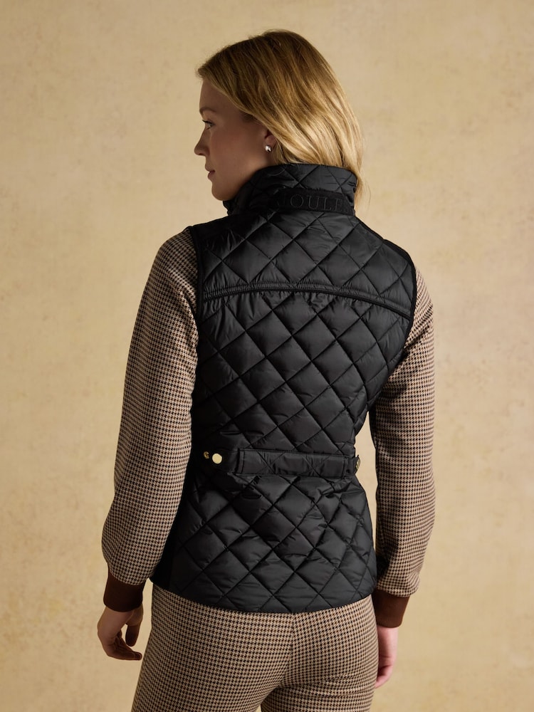 Joules Braemar luxe Black Showerproof Diamond Quilted Gilet - Image 2 of 10