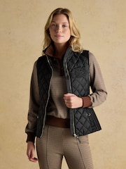 Joules Braemar luxe Black Showerproof Diamond Quilted Gilet - Image 5 of 10