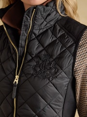 Joules Braemar luxe Black Showerproof Diamond Quilted Gilet - Image 6 of 10
