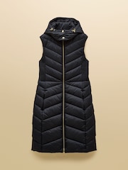 Joules Pembury Navy Longline Showerproof Padded Gilet with Hood - Image 11 of 11