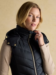 Joules Pembury Navy Longline Showerproof Padded Gilet with Hood - Image 3 of 11