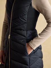 Joules Pembury Navy Longline Showerproof Padded Gilet with Hood - Image 6 of 11